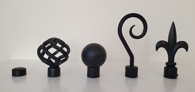 PER PIECE Black Finial for 1'' iron drapery curtain rod window treatment