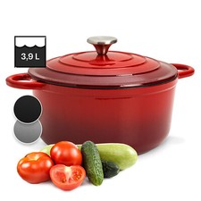 Griglia con coperchio ghisa stampo pentola per arrosto smaltata pentola forno olandese rosso