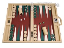 Wycliffe Brothers 23" Backgammon Set, 1.75" Nickel Checkers - Tan / Brown