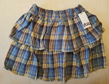 NWT TEA COLLECTION TIERED SKIRT HUASCARAN PLAID BLUE YELLOW RED Girls 10