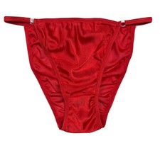 Vtg Nylon String Bikini Semi-Sheer Red M/6