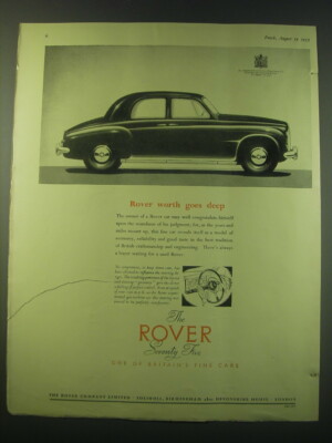 1953 Rover Seventy Five Car Ad - Rover worth goes deep