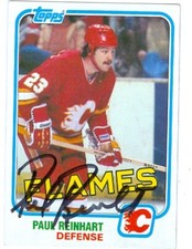 Paul Reinhart autographed Hockey Card (Calgary Flames) 1981 Topps #28