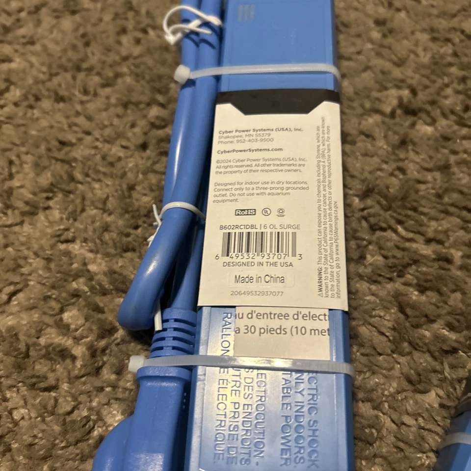 NEW CyberPower 2  ft. Outlet Surge Protector, Blue New-Bundle Of 6! NEW! - Image 4 of 4