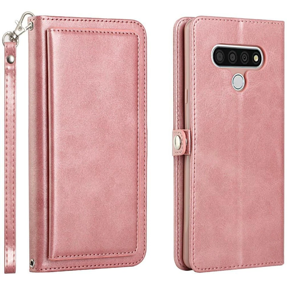 Para LG Stylo 6 Ranuras para Tarjetas Cuero Billetera Abatible Soporte Estuche Cubierta con Correa Foto 2 de 4