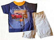DISNEY CARS LIGHTNING McQUEEN LIGHT-UP SHORT SET SZ 12M, SZ 18M