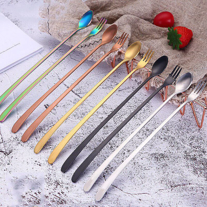Long Handled Stainless Steel Coffee Spoon Ice Cream Dessert Tea