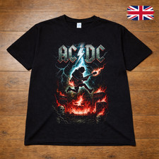 AC/DC Graphic T-Shirt Angus Young Rock Guitar Black Tee – Adults & Kids