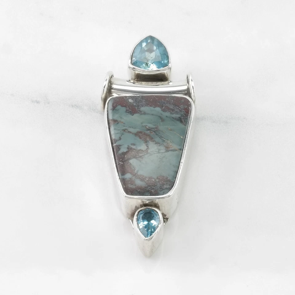 Pingente de prata esterlina Charles Albert pedra preciosa azul, topázio - Imagem 2 de 4