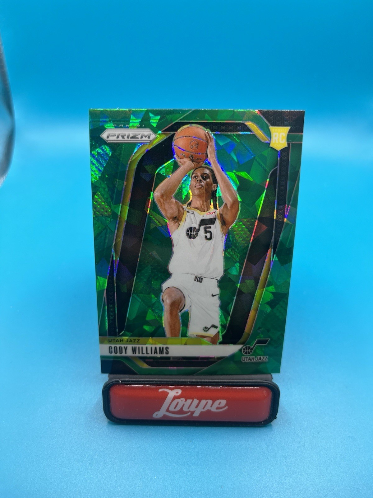 Cody Williams 2024-25 Panini Prizm Green Ice Prizm RC #232 Utah Jazz