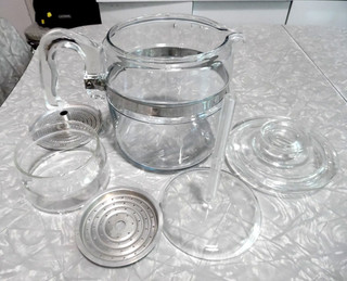 PYREX FLAMEWARE SUPER CLEAN CLEAR 7756 B 6 CUP COFFEE PERCOLATOR COMPLETE SET