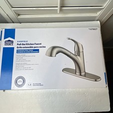 Project Source Pull-Out Stainless Steel Kitchen Faucet 1076627 Open Box Comple