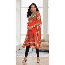 Ashro Orange Ethnic African American Pride Naveah Short Caftan Dress One Size