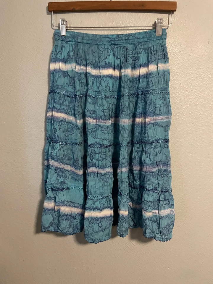 Falda Sakkas Mujer Talla Libre Boho Maxi Arrugada Tie Dye Ligera Fluida Falda Foto 2 de 4