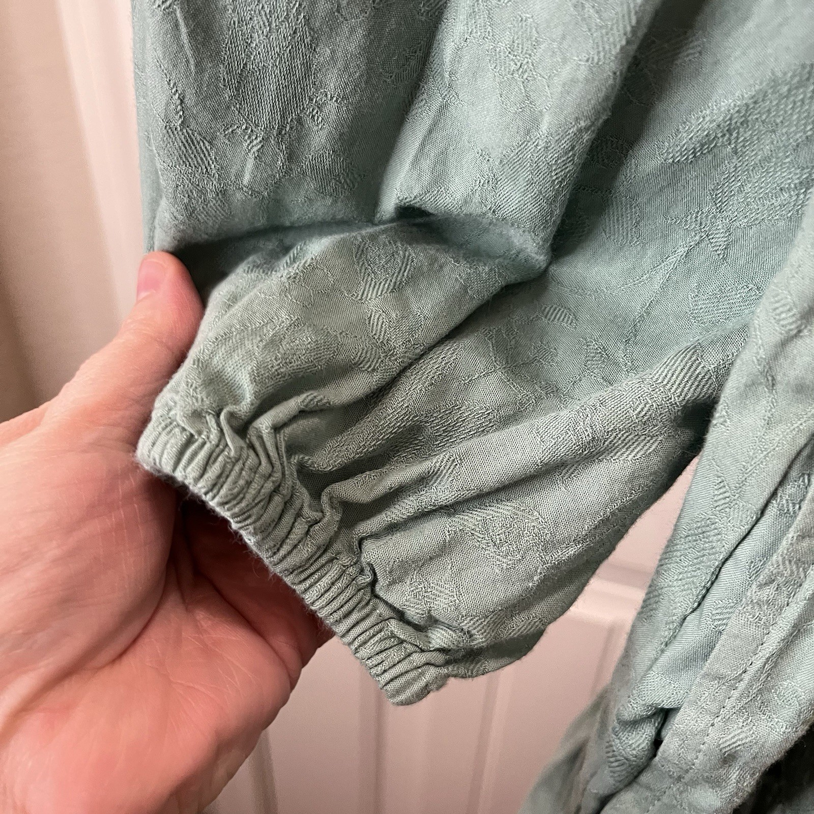 Universal Thread Light Green Embroidered Peasant … - image 5