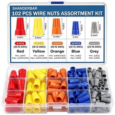 102 Pcs Wire Nuts Assortment Kit, 5 Sizes Colorful Electrical Wire Caps, Twis...