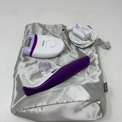 Philips Satinelle Essential Epilator + Bikini Trimmer, White/Purple