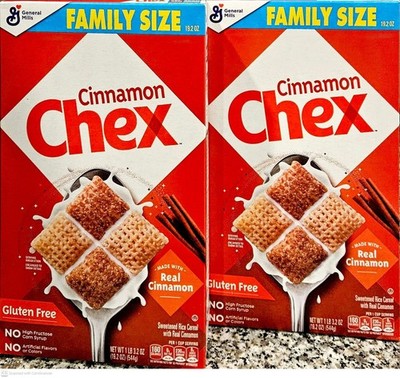 Cinnamon Chex breakfast Cereal, Gluton Free, Family Size 19.2 oz. 2 (Packs)