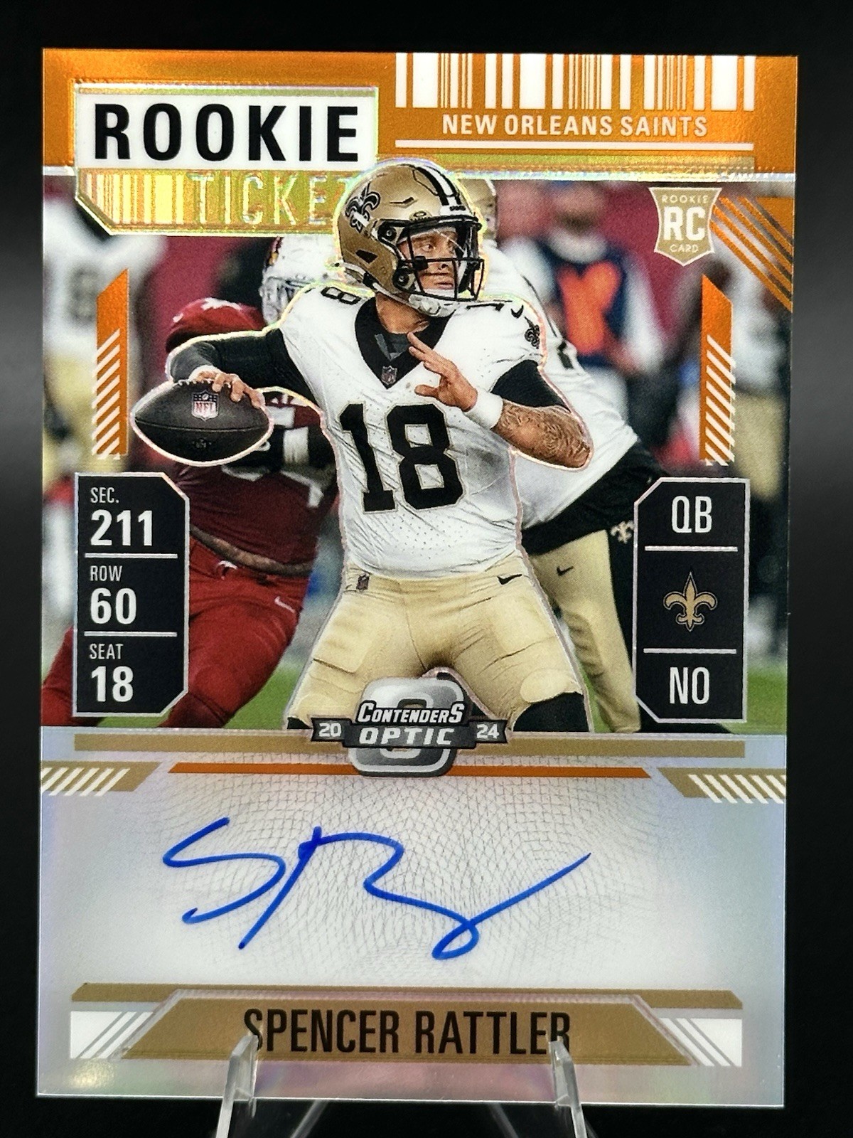 2024 Contenders Optic Rookie Ticket  Spencer Rattler Auto Orange Prizm /50 🔥
