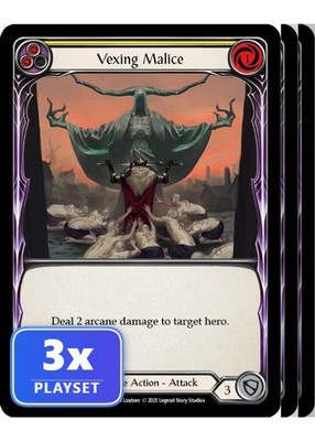 Vexing Malice (Yellow) MON233 Monarch Rare Flesh & Blood Card Playset of 3