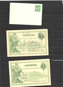 SWEDEN-1898-POSTAL CARDS-ENVELOPE-CANCELS!!-F-5 ORE RATE-M-U-F-VF-#400
