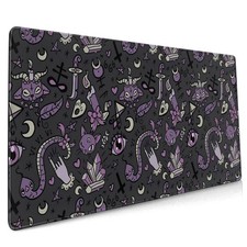 Extended Gaming Mouse Pad with Stitched Edges, Purple Black Goth Spooky Large...