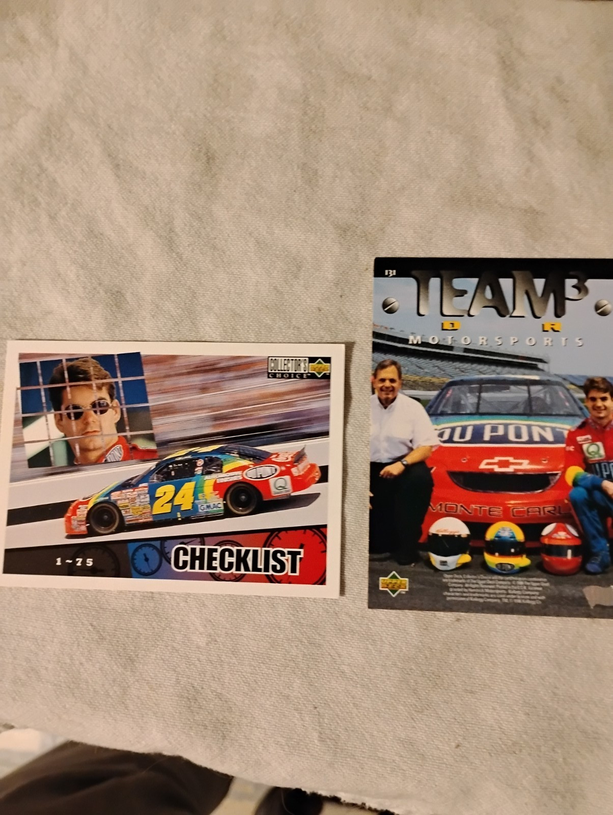 2 nascar trading card  #131 double sided terry labonte & jeff gordon /#154 (b54)