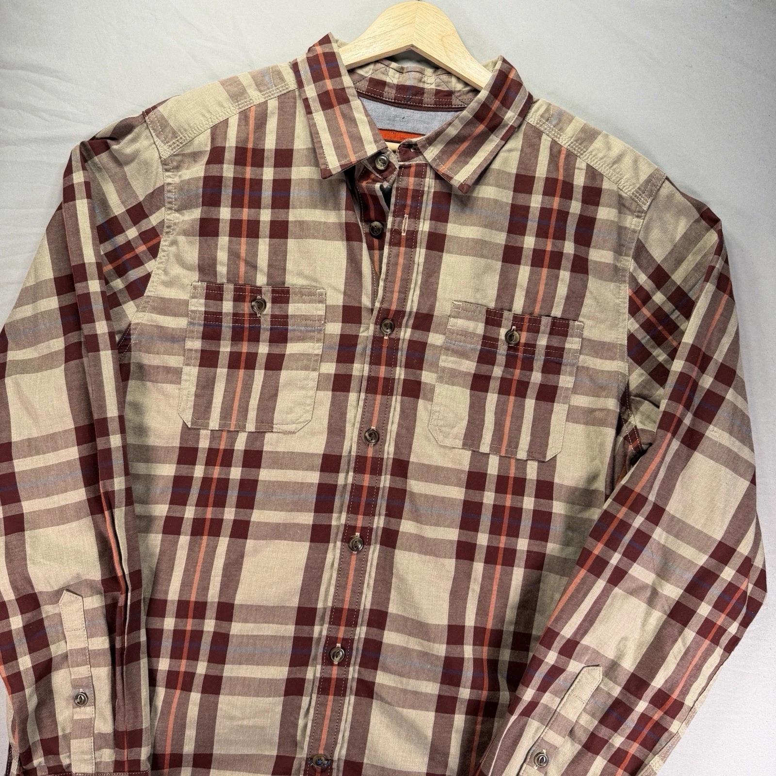 The North Face Flannel Shirt Mens Large Red Plaid Button Up Long Sleeve Outdoors