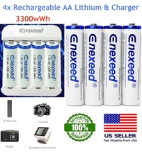4PCs Rechargeable Lithium Li-ion AA Batteries 1.5V 3300mWh with USB Charger