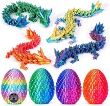 TBOLINE 4PCS 3D Printed Dragon Egg, Articulated Crystal Animals Fidget Toys, ...