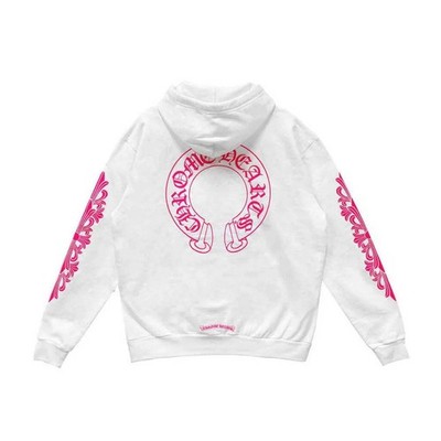 Chrome Hearts Pink Horseshoe White Hoodie