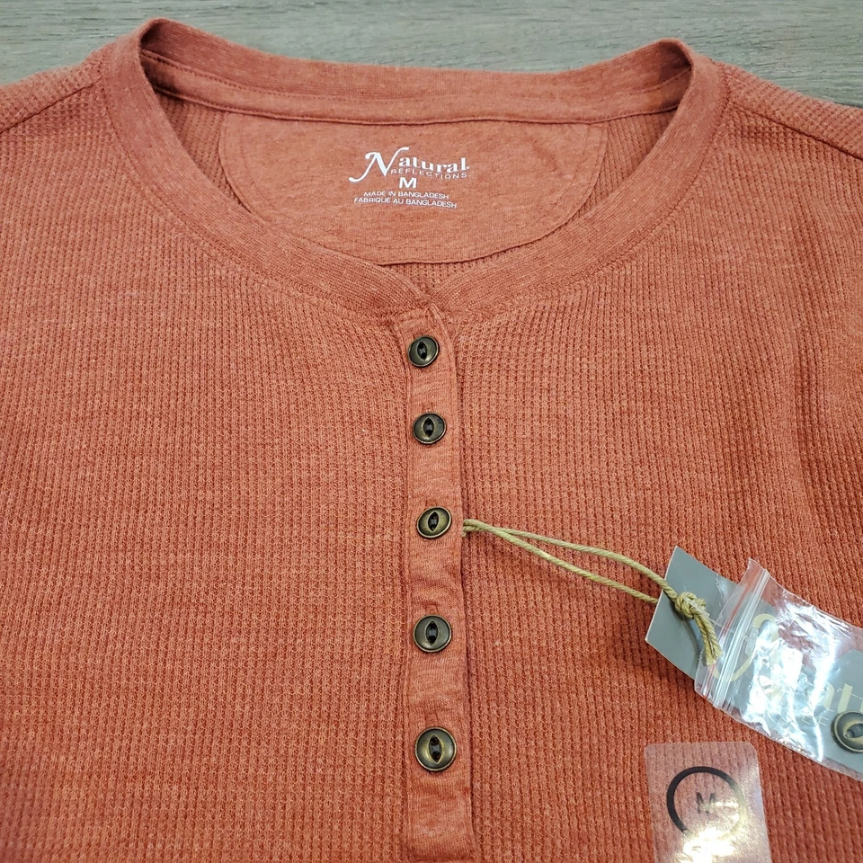 Camisa Henley Tejida Walffle Térmica Natural Reflections M Rojo Mineral Exterior Foto 3 de 4