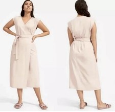 Everlane The Japanese GoWeave Wrap Midi Dress in Soft Pink Preppy size 10 