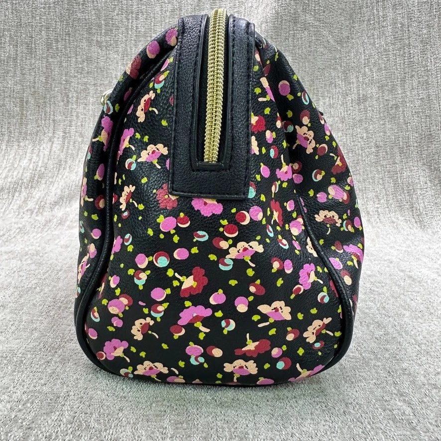 Bolso de Hombro Luv BETSEY JOHNSON Cartera Grande Negro Ditsy Floral Cadena Correa Usado en Excelente Condición Foto 3 de 4