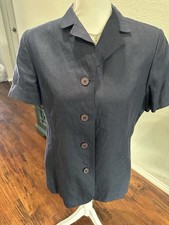 Amanda Smith 100 Linen Short Sleeve Blazer Size 12 Nautical Spring
