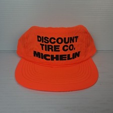 Vintage Hat Michelin Discount Tire Co Neon Orange Snapback Rope Hat NOS New