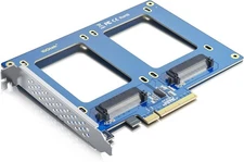 10GTEK Pcie 3.0 X8 to Dual U.2 Nvme SSD Adapter Card, SFF-8639 Interface with Fu