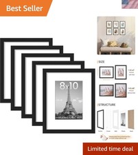 8x10 Picture Frame Set of 5, Display Pictures 5x7 with Mat or 8 x 10 Without,...