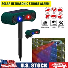 Solar Motion Sensor Alarm 2*130db Sound And Ultrasonic Animal Repeller For Farm