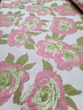 Brocade Fabric Sold By The Yard Pink Olive Floral For Dress Upholstery Crafts