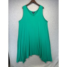 Roaman's Dress Womens Size 22/24 Green Drop Sides Tank Rayon Blend V-Neck 