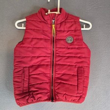 Timberland Puffer Vest Boys 3T Red Quilted Full Zip Sleeveless Streetwear