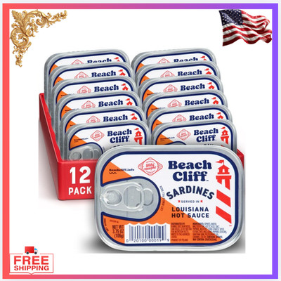 New Wild Caught Sardines Louisiana Hot Sauce 12 Pack 3.75oz High Protein Keto