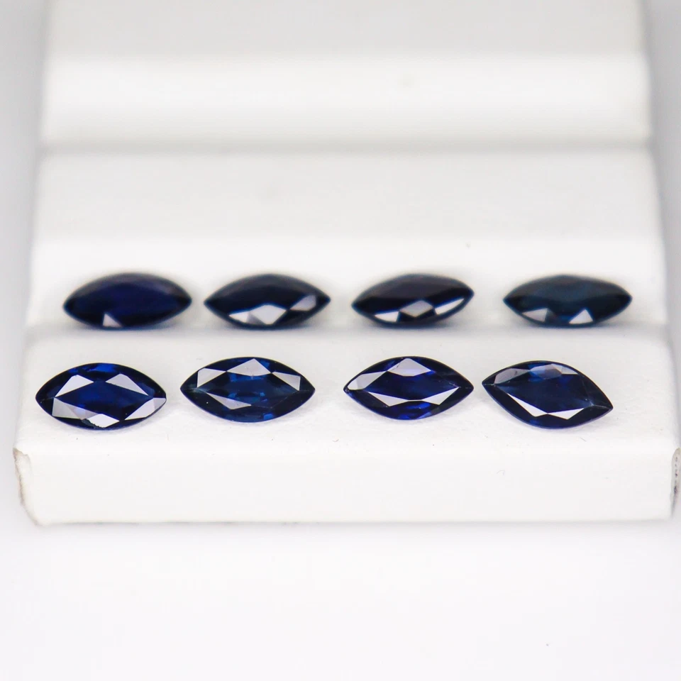 Natural Faceted Blue Sapphire Piece In Marquise Shape Lot 8x4 mm Size - Image 3 of 4