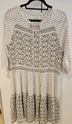 Jeff & Co Jeff Banks Blanco Rosa Paisley Folk Vestido Floral Verano Mujer Reino Unido 18 - Imagen 1 de 4