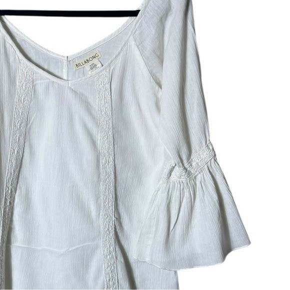 Billabong Bohemian Womens Tunic Top Medium Fairycore Beachy Flare Coquette White