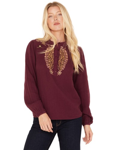 Cleo + Wolf Women's Floral Embroidered Blouse - CLHO22W56-GRP