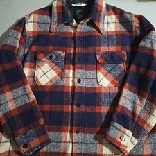 Vintage Montgomery Ward Flannel Men's Size Large Wool Warm Button Up Long Sleeve