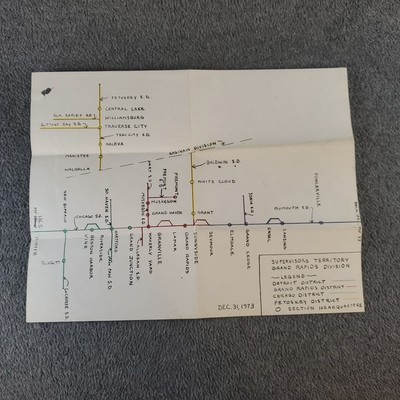 Railroad supervisor territory map Grand Rapids Division dated December 31, 1973
