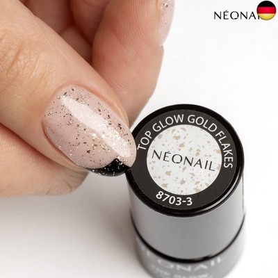 NÉONAIL UV Nagellack - Top Coat Gel UV - Top Glow Gold Flakes 7,2 ml - NÉONAIL Ü